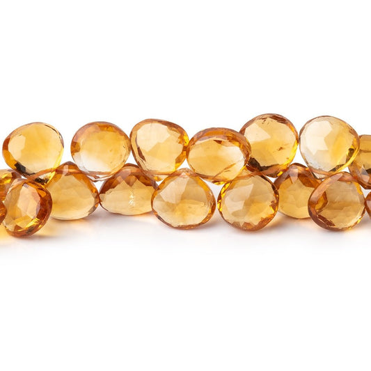 6-8mm Citrine Faceted Heart Beads 8 inch 53 pieces