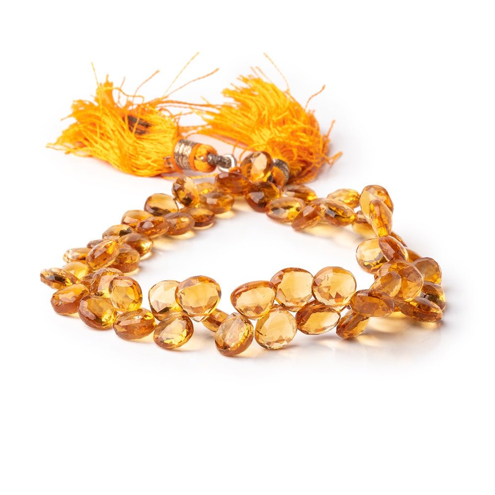 6-8mm Citrine Faceted Heart Beads 8 inch 53 pieces
