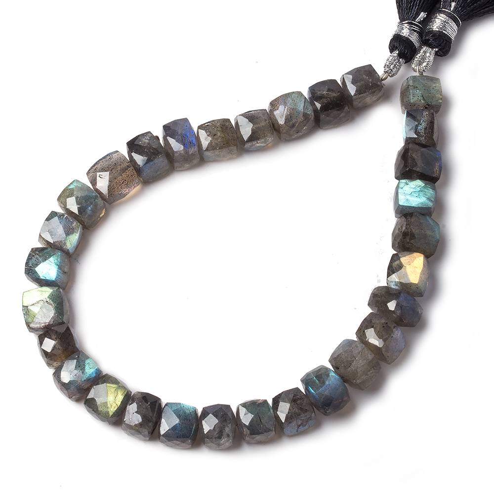 6-8mm Labradorite faceted cube beads 8 inch 30 pieces