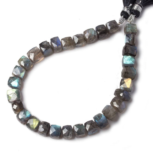 6-8mm Labradorite faceted cube beads 8 inch 30 pieces