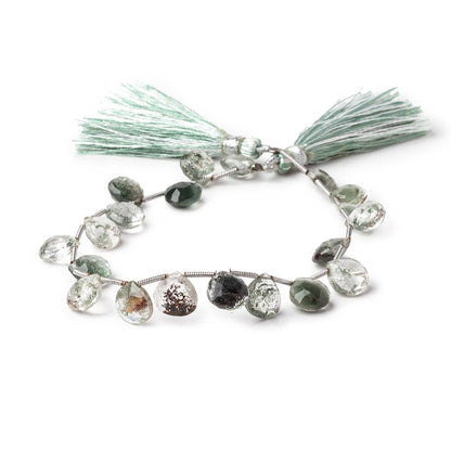 6-8mm Moss Quartz Faceted Heart Beads 8 inch 20 pieces AA