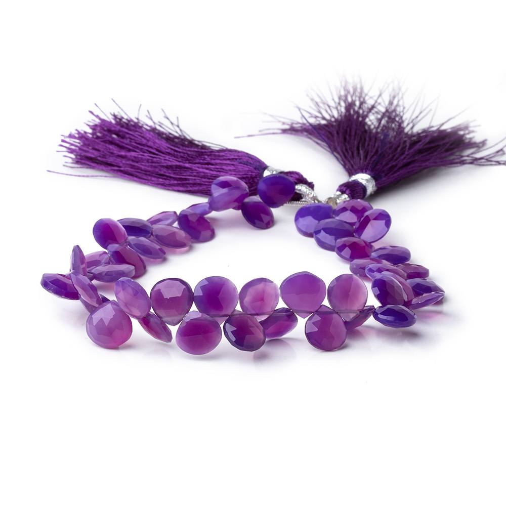 6-8mm Orchid Purple Chalcedony Faceted Heart Beads 8 inch 46 pieces