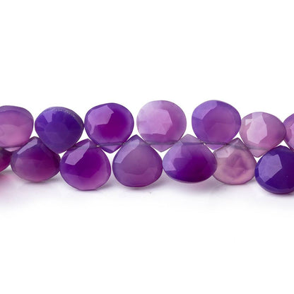 6-8mm Orchid Purple Chalcedony Faceted Heart Beads 8 inch 46 pieces