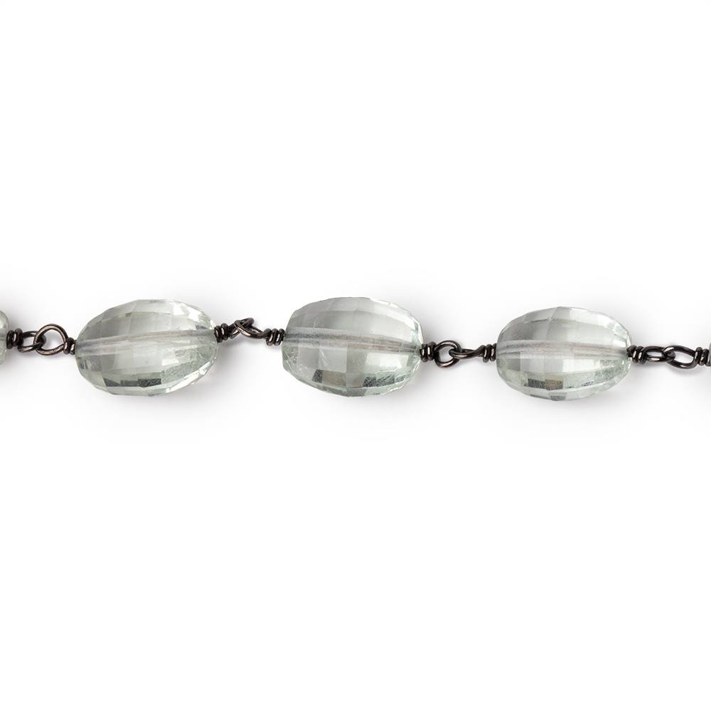 6-8mm Prasiolite Faceted Oval Beads on Black Gold over .925 Silver Chain