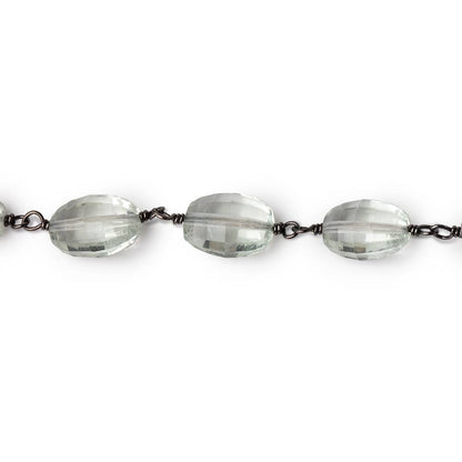 6-8mm Prasiolite Faceted Oval Beads on Black Gold over .925 Silver Chain