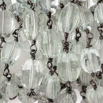 6-8mm Prasiolite Faceted Oval Beads on Black Gold over .925 Silver Chain