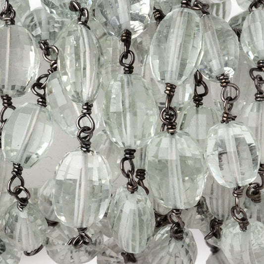 6-8mm Prasiolite Faceted Oval Beads on Black Gold over .925 Silver Chain