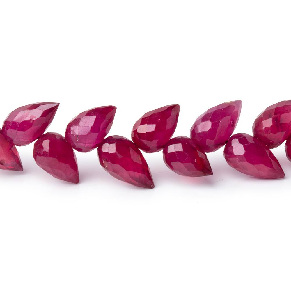 6-8mm Ruby Shoulder Drill Faceted Tear Drop 4 inch 24 Beads AAA