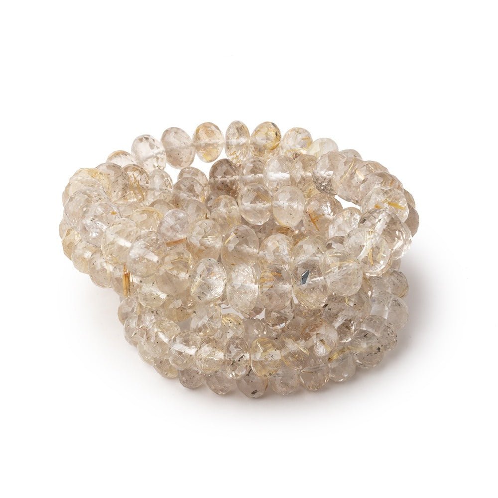 6-8mm Rutilated Quartz Faceted Rondelle Beads 16 inch 83 pieces