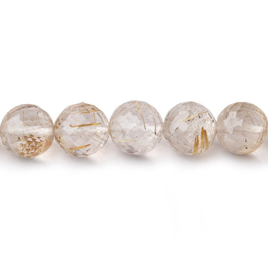 6-8mm Rutilated Quartz Faceted Round Beads 17 inch 63 pieces AA