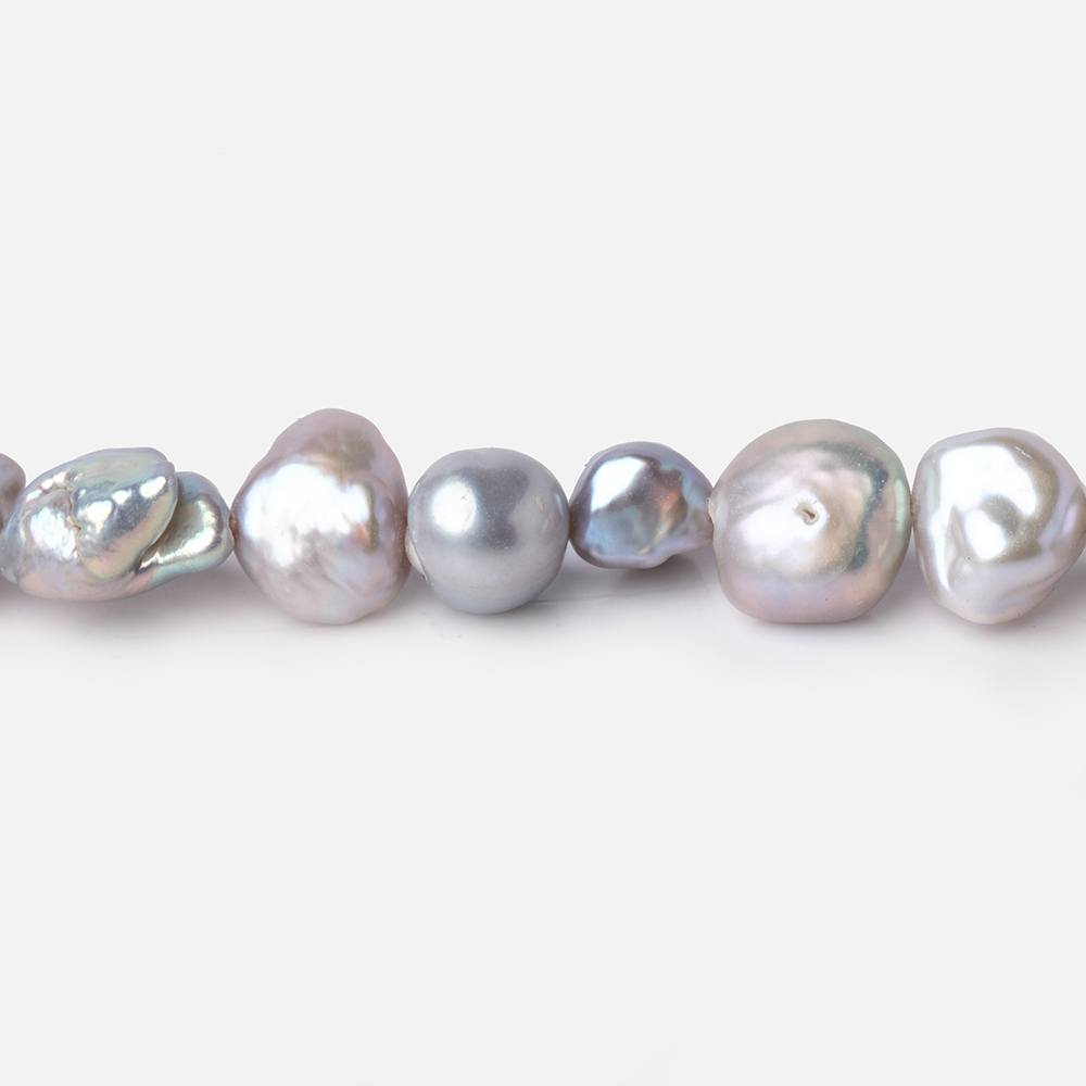 6-8mm Silver Keshi Side Drilled Freshwater Pearl Beads 16 inch 57 pieces