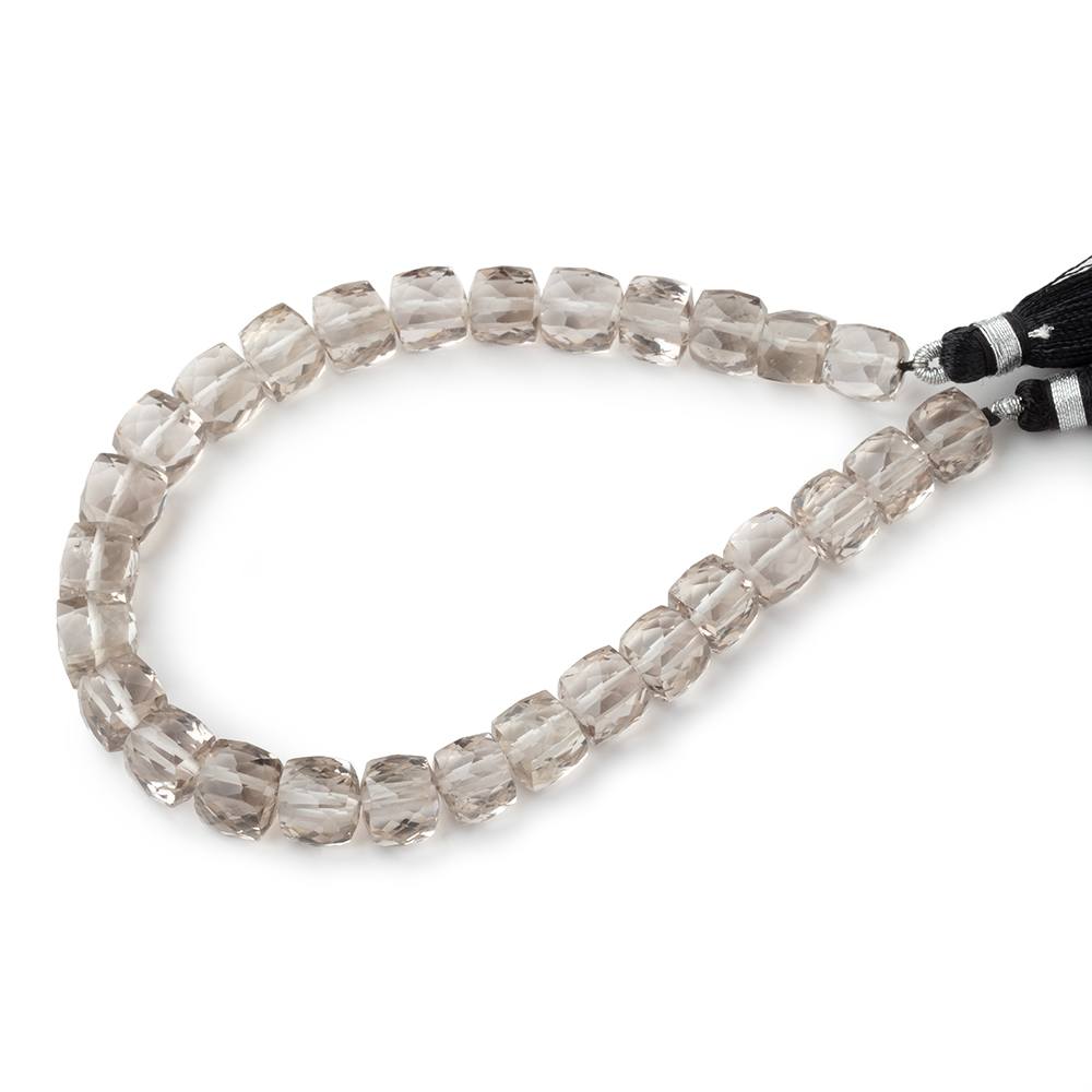 6-8mm Smoky Quartz Faceted Cube Beads 8 inch 28 pieces