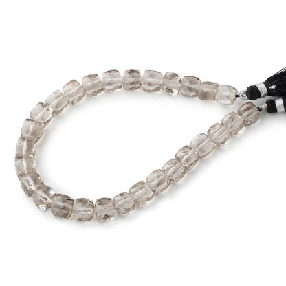 6-8mm Smoky Quartz Faceted Cube Beads 8 inch 28 pieces