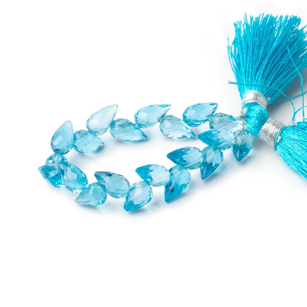 6-8mm Swiss Blue Topaz Shoulder Drill Tear Drop 4 inch 17 Beads AAA