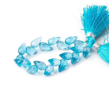 6-8mm Swiss Blue Topaz Shoulder Drill Tear Drop 4 inch 17 Beads AAA