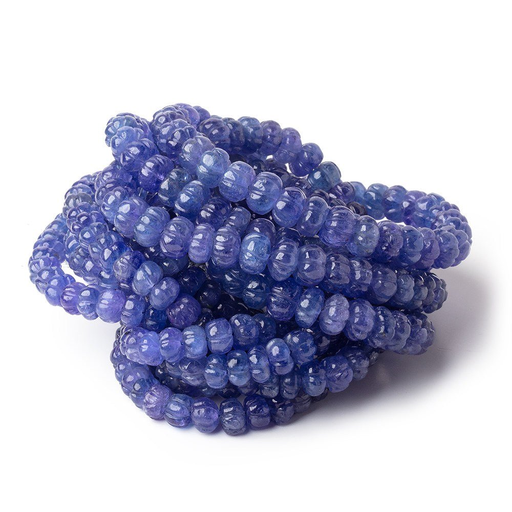 6-8mm Tanzanite Carved Melon Beads 16 inch 77 pieces AA