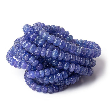 6-8mm Tanzanite Carved Melon Beads 16 inch 77 pieces AA