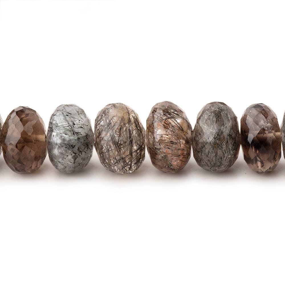 6-8mm Tourmalinated Quartz Faceted Rondelle Beads 15.5 inch 70 pieces