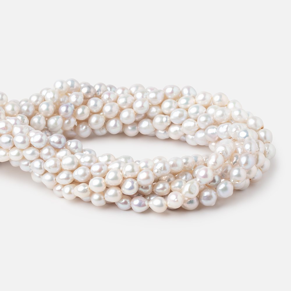 6-8mm White Petite Ultra Baroque Freshwater Pearls 16 inch 54 Beads