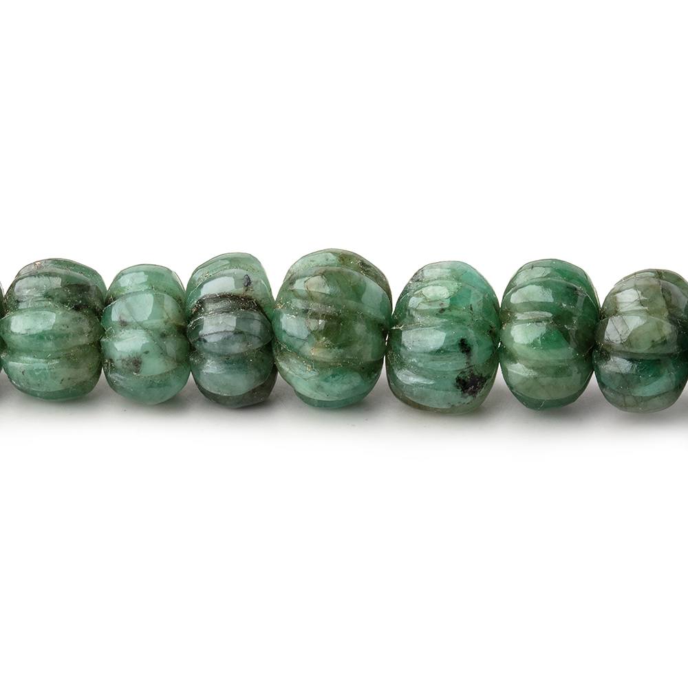 6-9.5mm Brazilian Emerald Carved Melon Rondelle Beads 18 inch 86 pieces
