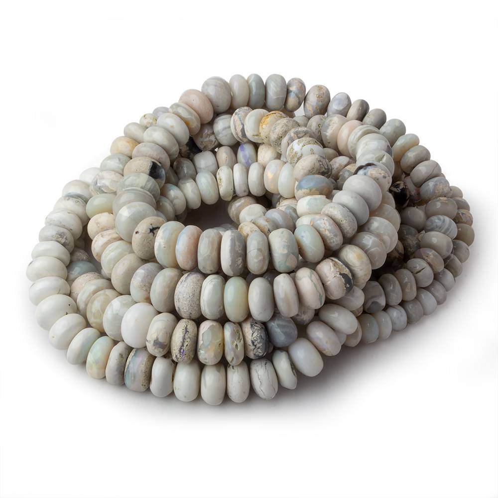 6-9.5mm Cream Australian Opal plain rondelles 18 inch 107 beads