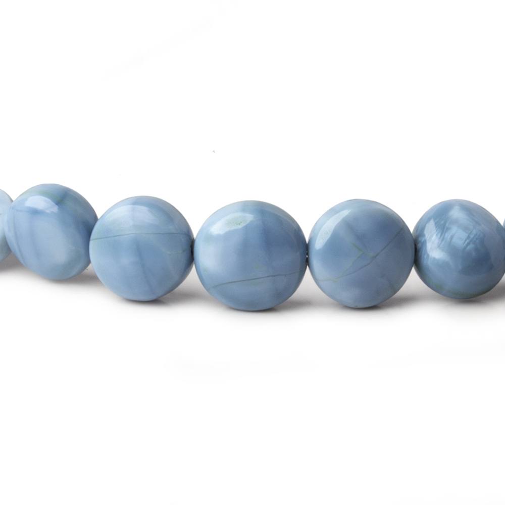 6-9.5mm Owyhee Blue Opal plain coin beads 18 inch 62 pieces