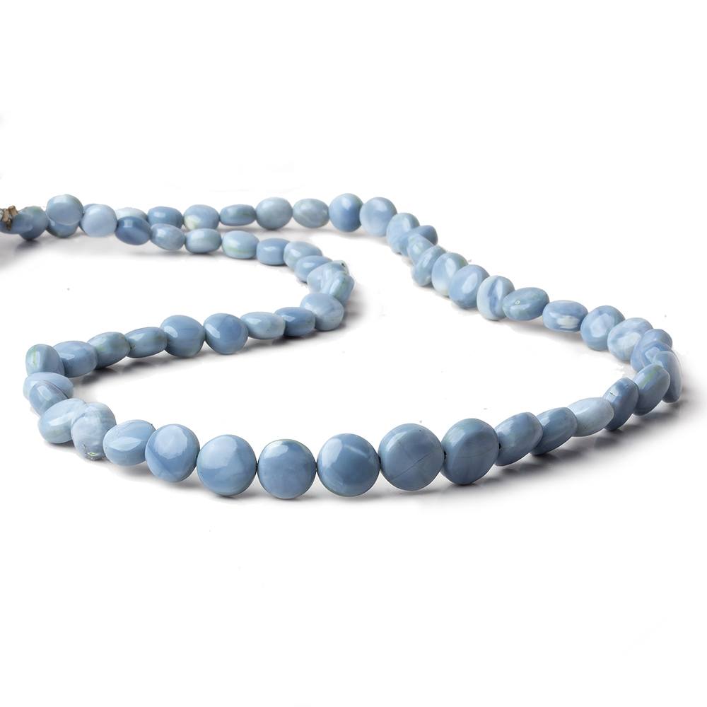 6-9.5mm Owyhee Blue Opal plain coin beads 18 inch 62 pieces