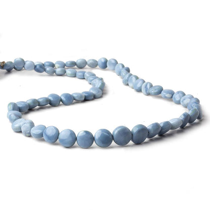 6-9.5mm Owyhee Blue Opal plain coin beads 18 inch 62 pieces