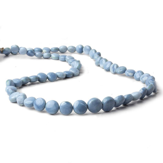 6-9.5mm Owyhee Blue Opal plain coin beads 18 inch 62 pieces
