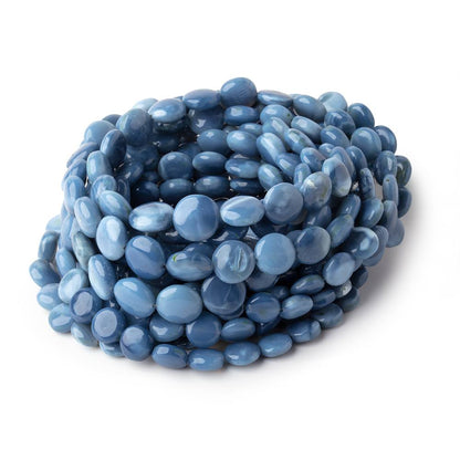 6-9.5mm Owyhee Denim Opal Plain Coin Beads 18 inch 52 pieces