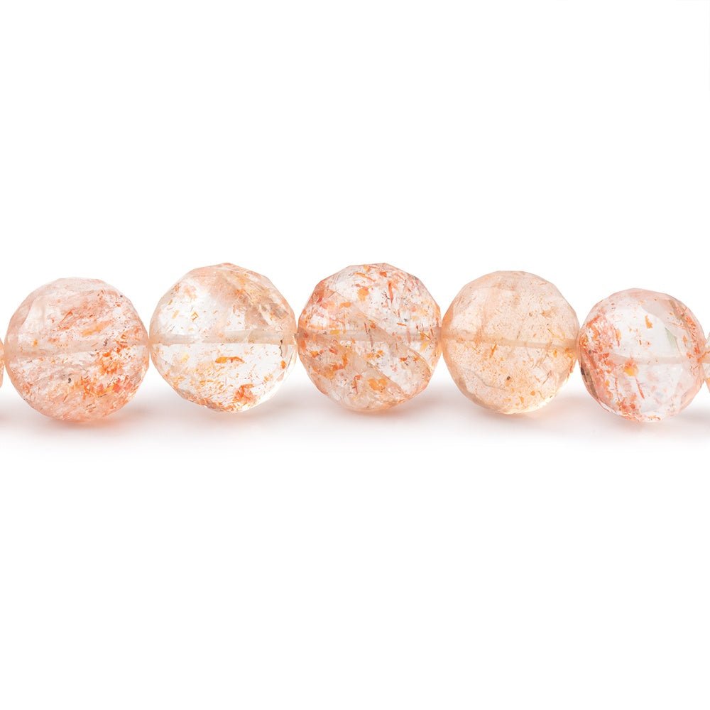 6-9.5mm Sunstone Faceted Puffy Coin Beads 29 inch 100 pieces AAA