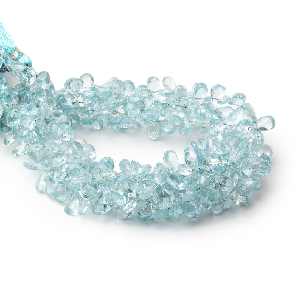 6-9mm Aquamarine Faceted Pear Beads 9 inch 80 pieces AA