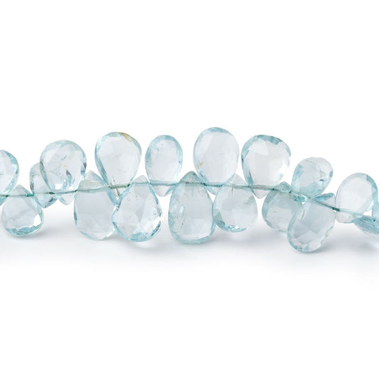 6-9mm Aquamarine Faceted Pear Beads 9 inch 80 pieces AA