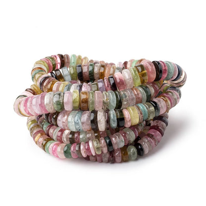 6-9mm Multi Color Tourmaline plain rondelles 18 inches 180 beads