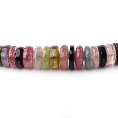 6-9mm Multi Color Tourmaline plain rondelles 18 inches 180 beads