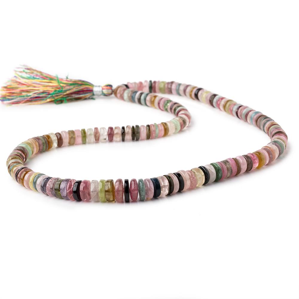 6-9mm Multi Color Tourmaline plain rondelles 18 inches 180 beads