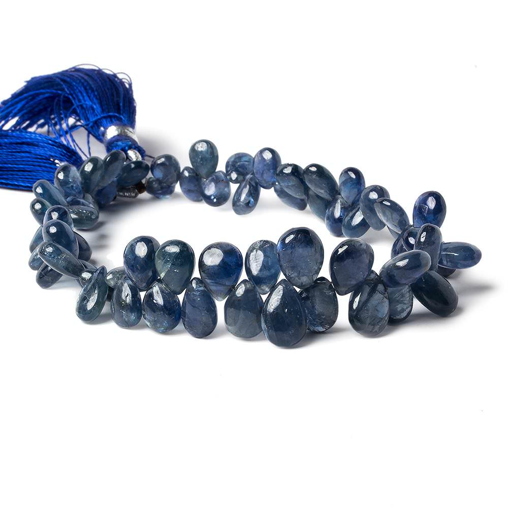 6-9mm Sapphire Plain Pear Beads 8 inch 65 pieces