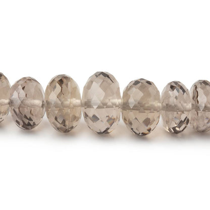 6-9mm Smoky Quartz Faceted Rondelle Beads 16 inch 86 pieces