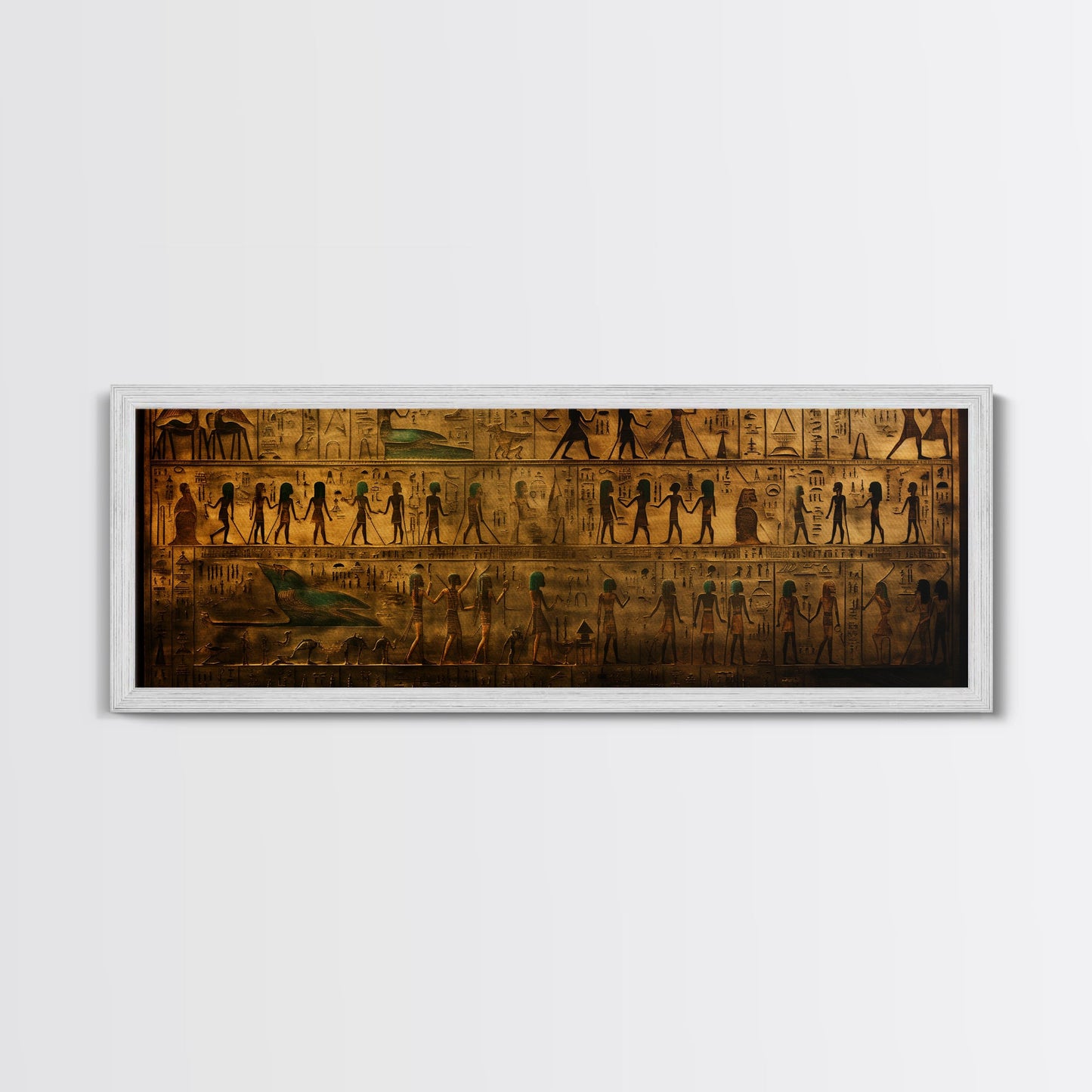 Egyptian Hieroglyphs, Framed Canvas Print, Unique Wall Art, Egyptian Inspired Wall Decor