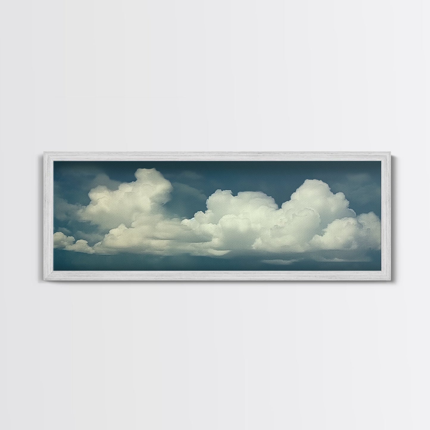 Large Format Clouds Wall Art - Panoramic Print - Framed Canvas Print - Panoramic Framed Canvas Cloudy Art Print - Clouds On A Blue Sky