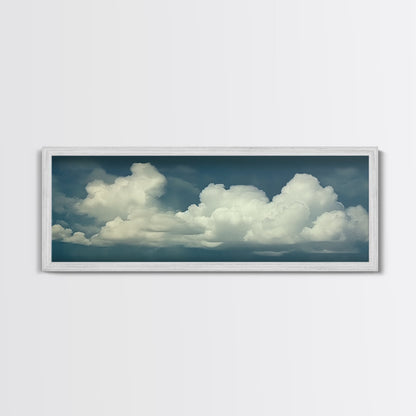 Large Format Clouds Wall Art - Panoramic Print - Framed Canvas Print - Panoramic Framed Canvas Cloudy Art Print - Clouds On A Blue Sky