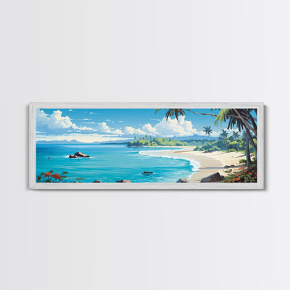 The Beach - Tropical Painting Framed Canvas Print - Hawaii Art - Tropical Decor - Above Sofa Wall Art - Wall Hanging