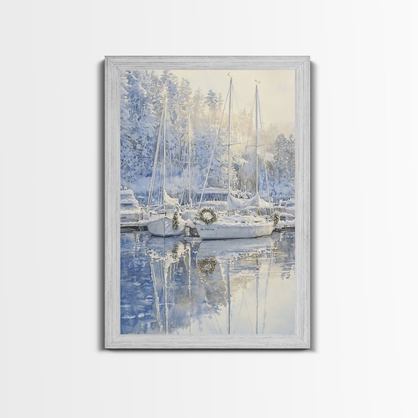 Nautical Christmas Decor, Sailboats On A Frozen Lake, 2024 Christmas Decor, Boho Christmas Decor, Christmas Mantle Decor