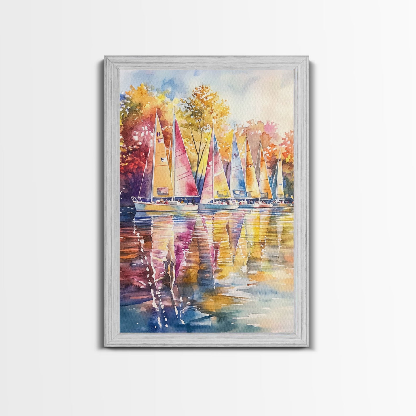 Church Steeple Surrounded By Fall Trees Framed Canvas Print Autumn Village Scene Best Gift Seasonal Wall Art Holiday Home Decor