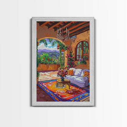 Cozy Southwestern Kitchen Framed Canvas Print Colorful Mexican Style Best Gift Home Decor Wall Art Bright Above Sofa Art