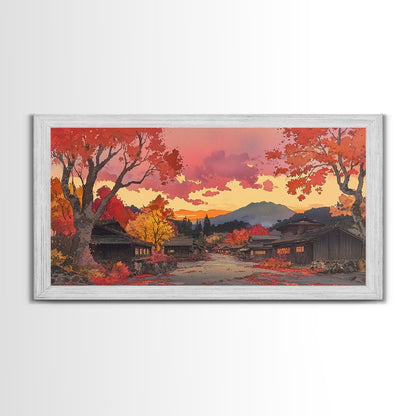 Fall farmhouse wall art, moody landscape, canvas print, rustic Christmas decor, holiday decor, gallery wall, seasonal wall art
