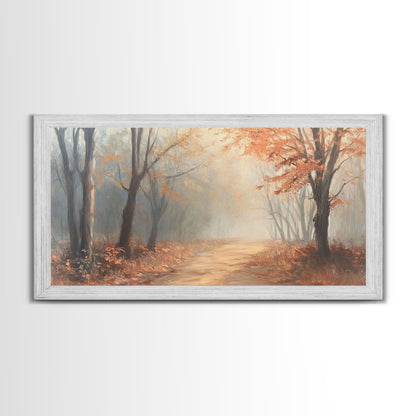 Path Through The Fall Forest, Framed Canvas Print, Winter Wonderland Decor, Perfect Wall Art and Gift Idea