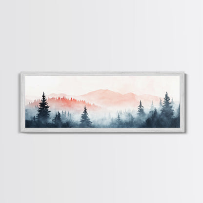 Misty Mountain Panoramic Print, Wood Framed Wall Art, Dark & Moody Home Decor, Fog Over The Blueridge Mountains