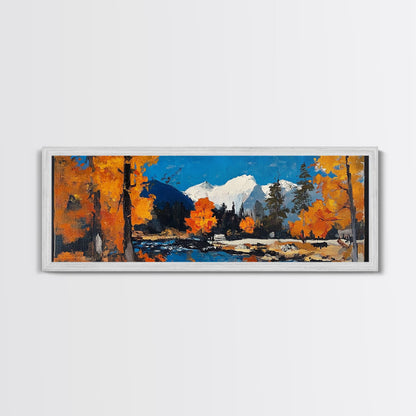 Landscape Wall Art Framed - Horizontal Landscape Print - Fall landscape Painting - Panoramic Landscape Wall Art - Woodlands Painting - Nature Art