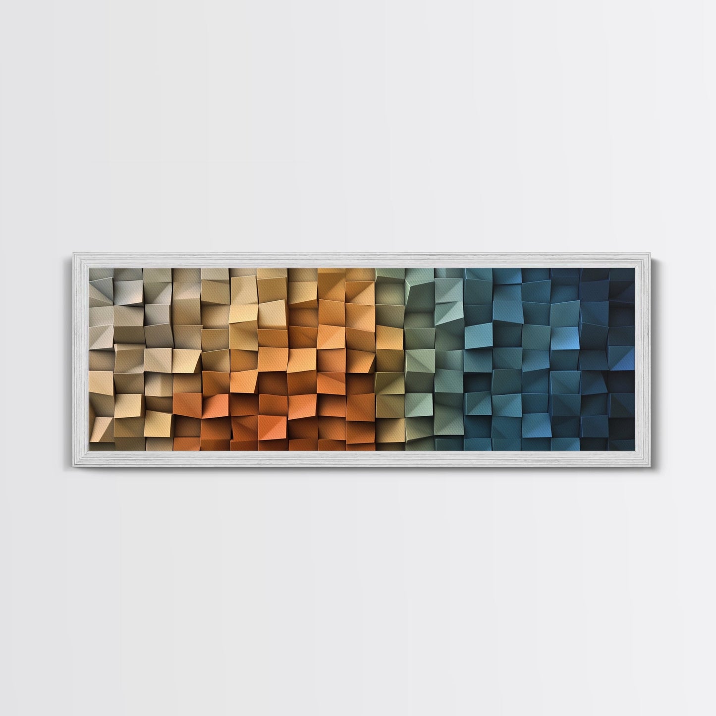 The Beach as Cubes - Framed Canvas Print - Abstract Geometric Patterns Wall Art